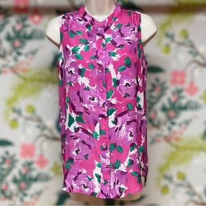 J. Crew Sleeveless Floral Button-down Top (Size 0)